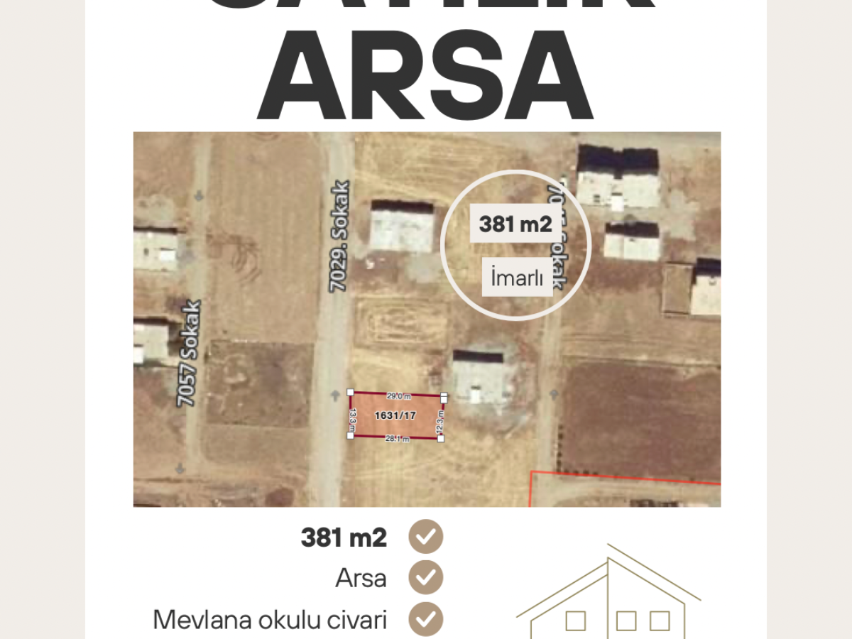 Mevlana Okulu Civarı Batı Cepheli ARSA